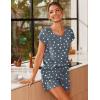 Ekouaer Women 2 Piece Pajamas Set Short Sleeve Comfy Lounge Set Round Neck Tops and Shorts Pjs with Pockets(Grey Star)