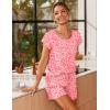 Ekouaer Women 2 Piece Pajamas Set Short Sleeve Comfy Lounge Set Round Neck Tops and Shorts Pjs with Pockets(Pink Leopard)