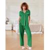 Ekouaer Women Pajamas Button Down Notch Collar Soft Short Sleeve Pjs with Long Pant Lounge Set(Bright Green)