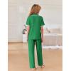 Ekouaer Women Pajamas Button Down Notch Collar Soft Short Sleeve Pjs with Long Pant Lounge Set(Bright Green)