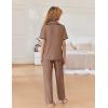 Ekouaer Women Pajamas Button Down Notch Collar Soft Short Sleeve Pjs with Long Pant Lounge Set(Brown)