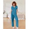 Ekouaer Women Pajamas Button Down Notch Collar Soft Short Sleeve Pjs with Long Pant Lounge Set(Green)