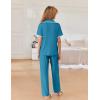 Ekouaer Women Pajamas Button Down Notch Collar Soft Short Sleeve Pjs with Long Pant Lounge Set(Green)