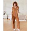 Ekouaer Women Pajamas Button Down Notch Collar Soft Short Sleeve Pjs with Long Pant Lounge Set(Khaki)