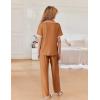 Ekouaer Women Pajamas Button Down Notch Collar Soft Short Sleeve Pjs with Long Pant Lounge Set(Khaki)