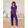 Ekouaer Women Pajamas Button Down Notch Collar Soft Short Sleeve Pjs with Long Pant Lounge Set(Purple)