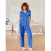 Ekouaer Women Pajamas Button Down Notch Collar Soft Short Sleeve Pjs with Long Pant Lounge Set(Royal Blue)