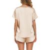 Ekouaer Women Satin Pajama Set Short Sleeve Lightweight Silk Pajama Set 2 Piece Lounge Sets with Shorts(Champagne)