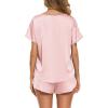 Ekouaer Women Satin Pajama Set Short Sleeve Lightweight Silk Pajama Set 2 Piece Lounge Sets with Shorts(Tender Pink)