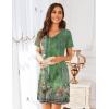 Ekouaer Womens 2 Pack Nightgown V Neck Sleepshirt Short Sleeve Nightshirt Plain/Floral Pajama Dress with Pockets(Black and Green Floral)