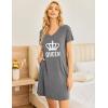 Ekouaer Womens 2 Pack Nightgown V Neck Sleepshirt Short Sleeve Nightshirt Plain/Floral Pajama Dress with Pockets(Black and Grey Gueen)
