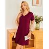 Ekouaer Womens 2 Pack Nightgown V Neck Sleepshirt Short Sleeve Nightshirt Plain/Floral Pajama Dress with Pockets(Black and Wine Red)