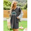 Ekouaer Womens 2 Pack Nightgown V Neck Sleepshirt Short Sleeve Nightshirt Plain/Floral Pajama Dress with Pockets(Black+letter)