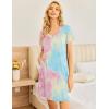Ekouaer Womens 2 Pack Nightgown V Neck Sleepshirt Short Sleeve Nightshirt Plain/Floral Pajama Dress with Pockets(Black+pink Tie Dye)