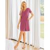 Ekouaer Womens 2 Pack Nightgown V Neck Sleepshirt Short Sleeve Nightshirt Plain/Floral Pajama Dress with Pockets(Dark Pink+sunflower)