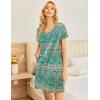 Ekouaer Womens 2 Pack Nightgown V Neck Sleepshirt Short Sleeve Nightshirt Plain/Floral Pajama Dress with Pockets(Green+green Print)