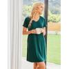 Ekouaer Womens 2 Pack Nightgown V Neck Sleepshirt Short Sleeve Nightshirt Plain/Floral Pajama Dress with Pockets(Green+green Print)