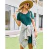 Ekouaer Womens 2 Pack Nightgown V Neck Sleepshirt Short Sleeve Nightshirt Plain/Floral Pajama Dress with Pockets(Green+green Print)