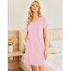 Ekouaer Womens 2 Pack Nightgown V Neck Sleepshirt Short Sleeve Nightshirt Plain/Floral Pajama Dress with Pockets(Pink+pink Floral)