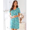 Ekouaer Womens 2 Pack Nightgown V Neck Sleepshirt Short Sleeve Nightshirt Plain/Floral Pajama Dress with Pockets(Star+dragonfly Print)