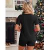 Ekouaer Womens 2 Piece Lounge Sets Summer Two Piece Outfits Ribbed Knit V Neck Short Sleeve Tee and Pockets Shorts Sets(Black)