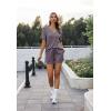 Ekouaer Womens 2 Piece Lounge Sets Summer Two Piece Outfits Ribbed Knit V Neck Short Sleeve Tee and Pockets Shorts Sets(Purple)