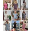 Ekouaer Womens 2 Piece Lounge Sets Summer Two Piece Outfits Ribbed Knit V Neck Short Sleeve Tee and Pockets Shorts Sets(Wine Red)