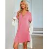 Ekouaer Women’s Button Down Nightgown Short Sleeve Sleepshirt V Neck Night Shirt Soft Pajamas Dress with Pockets(Coral Pink)