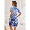 Ekouaer Women’s Button Down Nightgown Short Sleeve Sleepshirt V Neck Night Shirt Soft Pajamas Dress with Pockets(Feather Print)