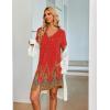 Ekouaer Women’s Button Down Nightgown Short Sleeve Sleepshirt V Neck Night Shirt Soft Pajamas Dress with Pockets(Floral Red)