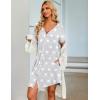 Ekouaer Women’s Button Down Nightgown Short Sleeve Sleepshirt V Neck Night Shirt Soft Pajamas Dress with Pockets(Grey Star)