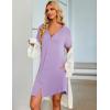 Ekouaer Women’s Button Down Nightgown Short Sleeve Sleepshirt V Neck Night Shirt Soft Pajamas Dress with Pockets(Lilac)