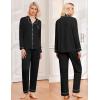 Ekouaer Womens Classic Sleepwear Long Pajama Set S-XXL(Black)