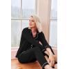 Ekouaer Womens Classic Sleepwear Long Pajama Set S-XXL(Black)
