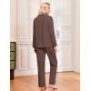Ekouaer Womens Classic Sleepwear Long Pajama Set S-XXL(Brown)