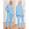 Ekouaer Womens Classic Sleepwear Long Pajama Set S-XXL(Light Blue)