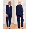 Ekouaer Womens Classic Sleepwear Long Pajama Set S-XXL(Navy)