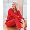 Ekouaer Womens Classic Sleepwear Long Pajama Set S-XXL(Red)