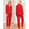 Ekouaer Womens Classic Sleepwear Long Pajama Set S-XXL(Red)