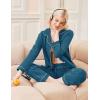 Ekouaer Womens Classic Sleepwear Long Pajama Set S-XXL(Teal)