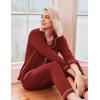 Ekouaer Womens Classic Sleepwear Long Pajama Set S-XXL(Wine)