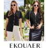 Ekouaer Womens Cotton Pajamas Set Classic Short Sleeve Pjs Set Soft Button Down Sleepwear Loungewear(Black)
