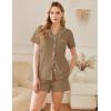 Ekouaer Womens Cotton Pajamas Set Classic Short Sleeve Pjs Set Soft Button Down Sleepwear Loungewear(Brown)