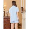 Ekouaer Womens Cotton Pajamas Set Classic Short Sleeve Pjs Set Soft Button Down Sleepwear Loungewear(Clear Blue)