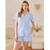 Ekouaer Womens Cotton Pajamas Set Classic Short Sleeve Pjs Set Soft Button Down Sleepwear Loungewear(Clear Blue)