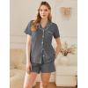 Ekouaer Womens Cotton Pajamas Set Classic Short Sleeve Pjs Set Soft Button Down Sleepwear Loungewear(Deep Grey)