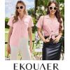 Ekouaer Womens Cotton Pajamas Set Classic Short Sleeve Pjs Set Soft Button Down Sleepwear Loungewear(Deep Pink)