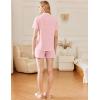 Ekouaer Womens Cotton Pajamas Set Classic Short Sleeve Pjs Set Soft Button Down Sleepwear Loungewear(Deep Pink)