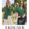 Ekouaer Womens Cotton Pajamas Set Classic Short Sleeve Pjs Set Soft Button Down Sleepwear Loungewear(Evergreen)