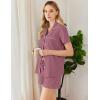 Ekouaer Womens Cotton Pajamas Set Classic Short Sleeve Pjs Set Soft Button Down Sleepwear Loungewear(Pale Violet Red)